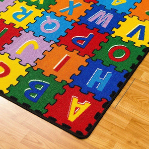 Kids Alphabet Puzzle Area Rug 8x10 – Non-Slip Gel Backing