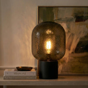 Cement Base LED Desk Lamp with Tinted Glass Shade