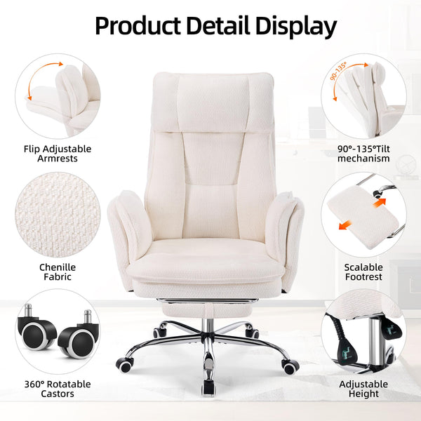 Criss Cross Office Chair with Footrest and Flip Armrests