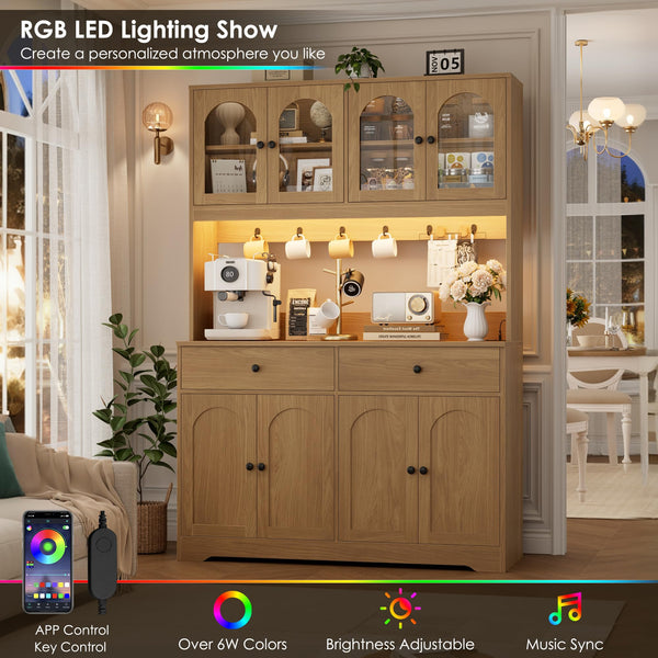 71" LED Kitchen Pantry Cabinet with Power Outlet