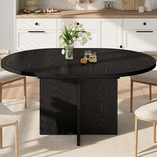 Extendable Round Dining Table 43–59 Inch for 4–8 People