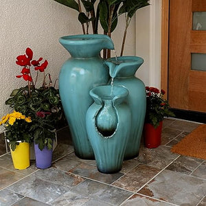 Antique Jar Outdoor Water Fountain with LED Lights