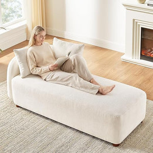 Indoor Chaise Lounge Chair with Deep Seat & 2 Pillows