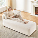 Oversized Chenille Chaise Lounge Chair with 2 Pillows