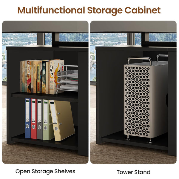 70.9" Executive Desk with File Cabinet & Charging Station