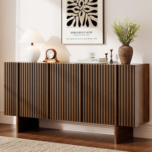 63" Fluted Sideboard Buffet Cabinet with Adjustable Shelves