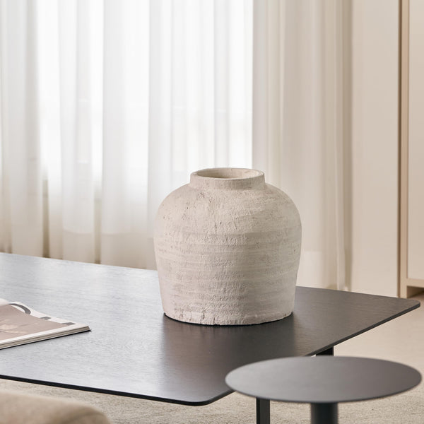 White Ceramic Oval Vase – Zen Minimalist Farmhouse Decor