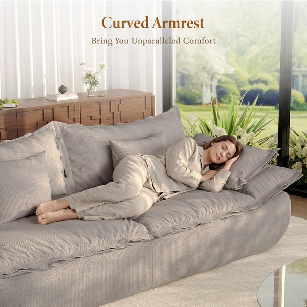 86.6" Cloud Couch Sailboat Sofa – 3-Seater, Deep Seat, Chenille, Light Grey