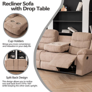 3-Piece Fabric Reclining Sofa Set with Light Strip & Storage