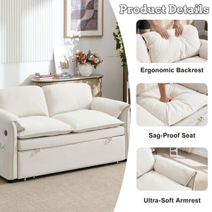 63" Velvet Pull-Out Sofa Bed – 3-in-1 Convertible Futon Loveseat