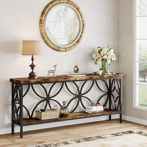Narrow Sofa Console Table with 2-Tier Storage, 70.9"