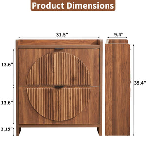 Flip Drawer Shoe Cabinet with Fluted Doors