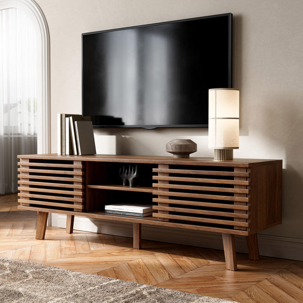 Mid-Century Coffee Table & TV Stand Set – Walnut