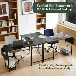 L-Shaped Desk 50 Inch – Reversible Corner Computer Desk with CPU Stand & Storage Bag