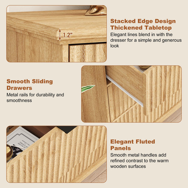 9-Drawer Fluted Dresser with Power Outlet