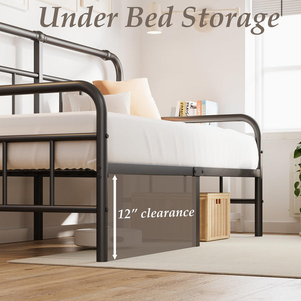 Metal Twin Daybed Frame with Headboard
