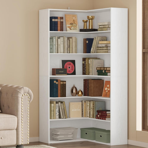 6-Tier Corner Bookshelf with Baffles