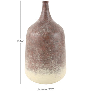 Round Iron Decorative Vase – Copper Finish with Cream Base