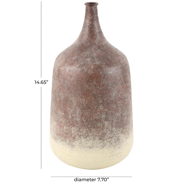 Round Iron Decorative Vase – Copper Finish with Cream Base