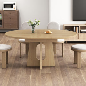 Extendable Round to Oval Dining Table, Seats 4–6, 59-Inch