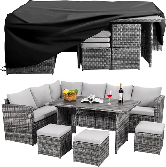 7-Piece Outdoor Wicker Patio Dining Set with Ottoman