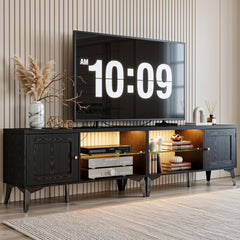 80 Inch 2-in-1 TV Stand for 85 Inch TVs with LED Lights & Charging Station