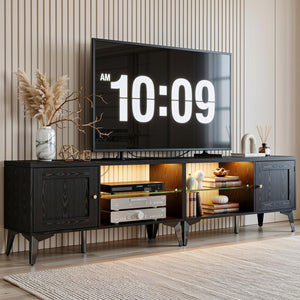 80 Inch 2-in-1 TV Stand for 85 Inch TVs with LED Lights & Charging Station