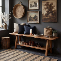 55-Inch Solid Wood Entryway Bench