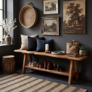55-Inch Solid Wood Entryway Bench