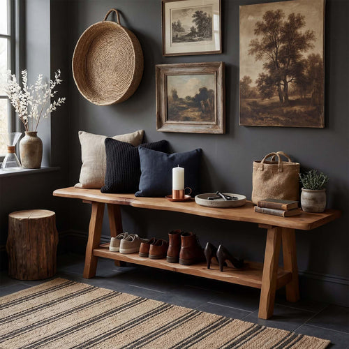 55-Inch Solid Wood Entryway Bench