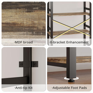 6-Tier Industrial Bookshelf, 31.5" Wide