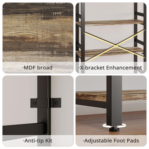 6-Tier Industrial Bookshelf, 31.5" Wide