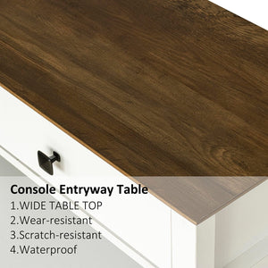 Console Table with 2 Drawers and Storage Shelf