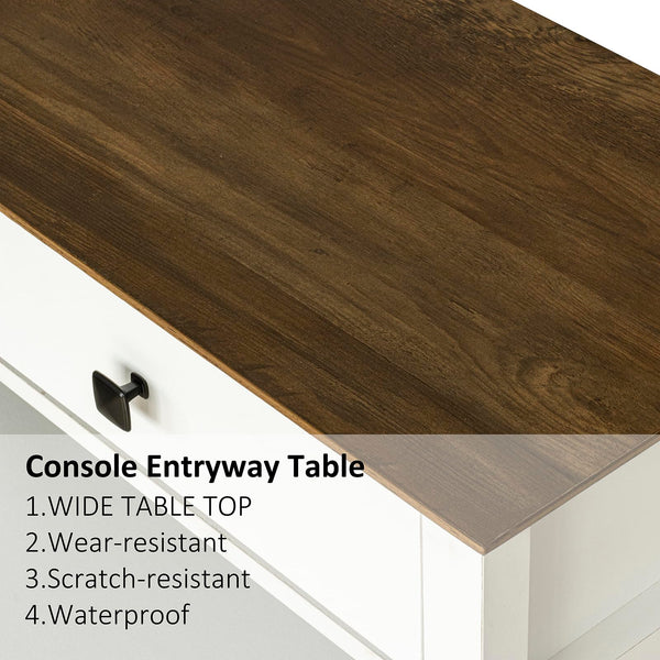 Console Table with 2 Drawers and Storage Shelf
