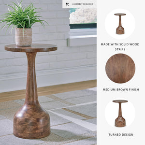 Round Solid Wood Accent End Table