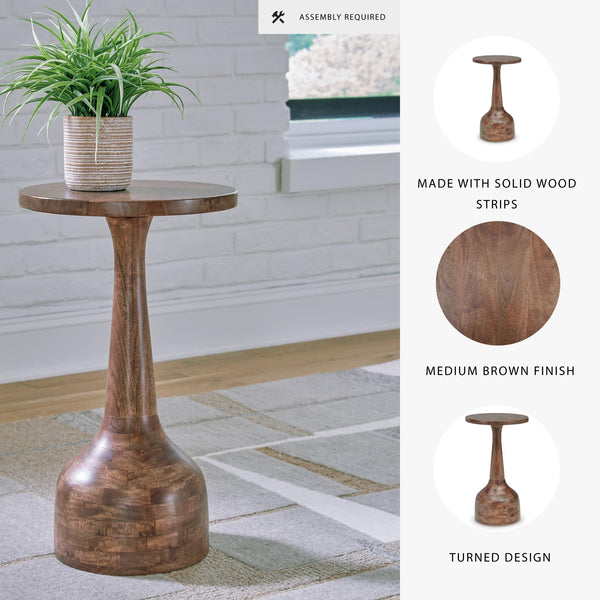 Round Solid Wood Accent End Table