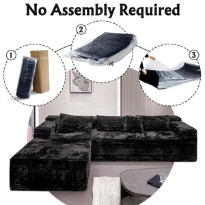 Modular Sectional Sofa with Chaise – Cloud Couch, Corduroy, L-Shaped, Deep Seat