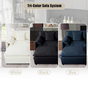 Modular Sectional Sofa with Ottomans & Pillows – Beige