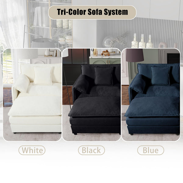 Modular Sectional Sofa with Ottomans & Pillows – Beige