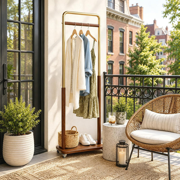 Freestanding Clothes Rack with Wheels