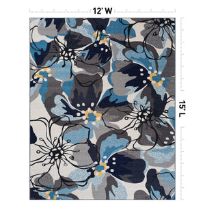 12x15 Floral Nylon Area Rug – Non-Slip, Fade Resistant, Rectangular