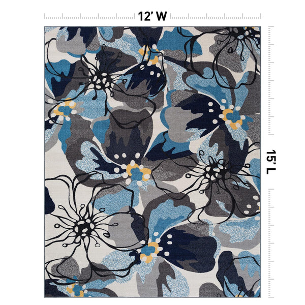 12x15 Floral Nylon Area Rug – Non-Slip, Fade Resistant, Rectangular