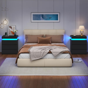 Nightstand with Charging Station and LED Lights – 3 Drawers