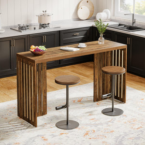 63-Inch Counter Height Bar Table with Louvered Base