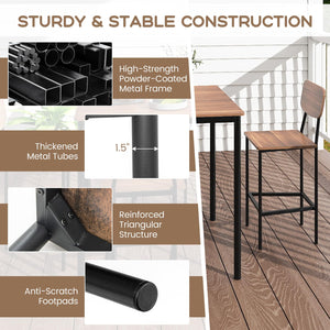 5-Piece Counter Height Dining Table Set with 4 Bar Stools