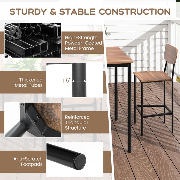 5-Piece Counter Height Dining Table Set with 4 Bar Stools