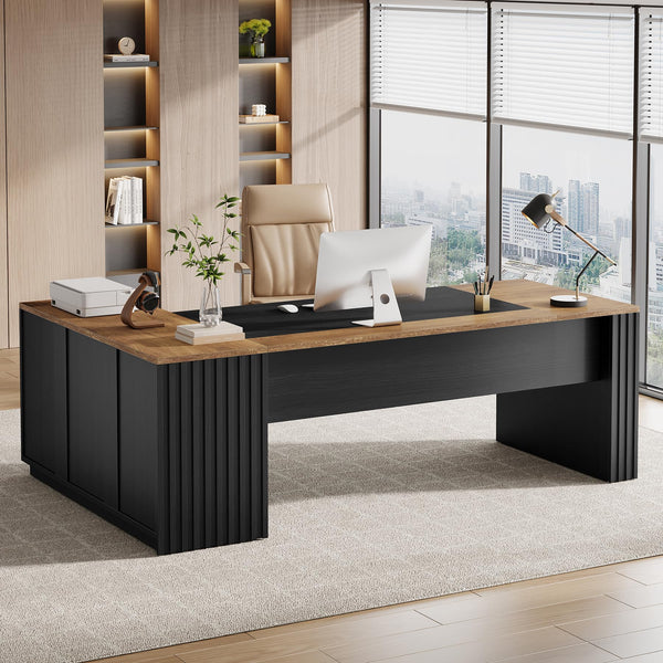 78" L-Shaped Executive Desk with Drawers and Storage