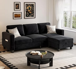L-Shaped Sectional Sofa with Storage Ottoman