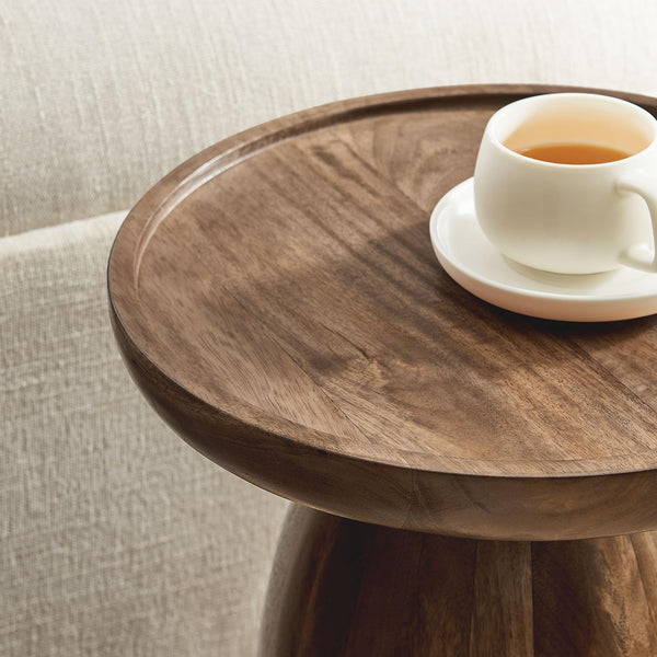 Round Mango Wood Side Table