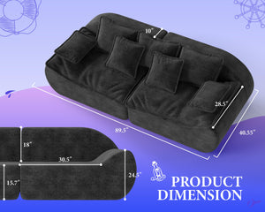3-Seater Modular Sectional Sofa with Memory Foam — Dark Grey